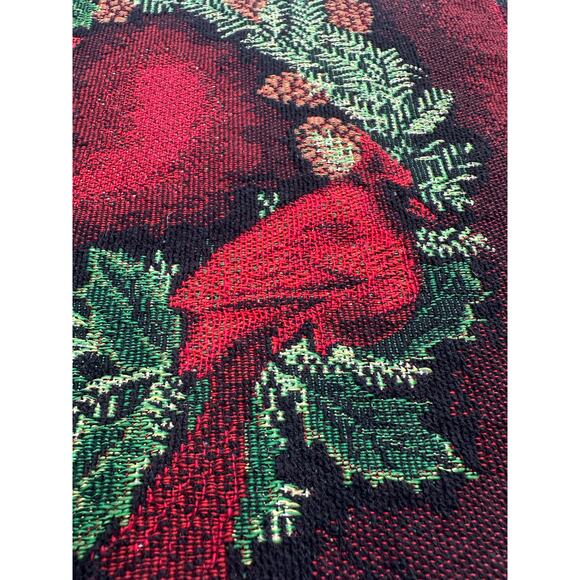 Tapestry Poinsettia Cardinal Bowman Spencer Christmas 18 x 12 Table Setting TWO - Picture 2 of 14
